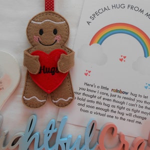 Gingerbread man hug gift, social distance hug token, hug gingerbread man, Pocket hug gift, felt gingerbread man gifts, special hug gift image 2