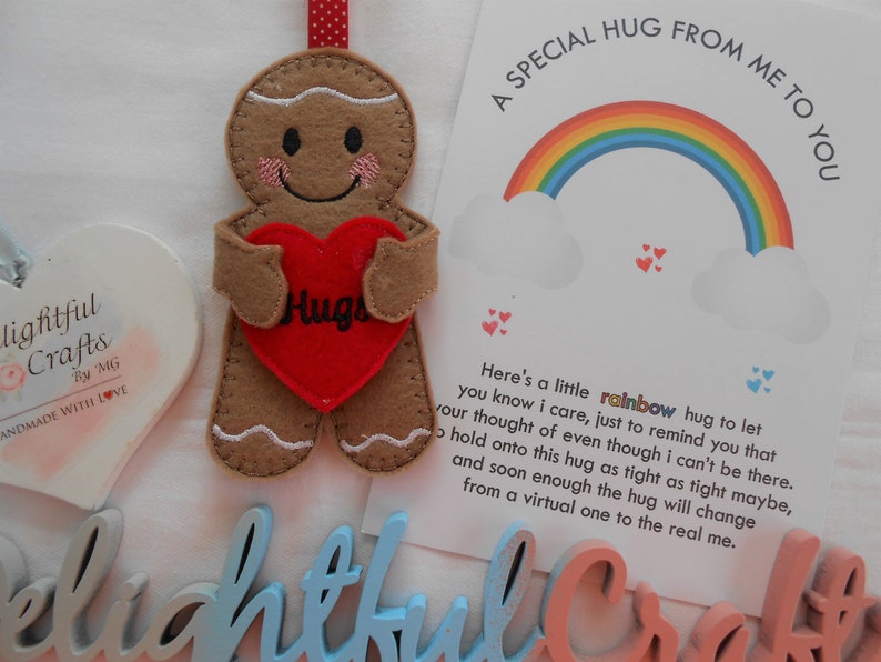 Gingerbread man hug gift, social distance hug token, hug gingerbread man, Pocket hug gift, felt gingerbread man gifts, special hug gift image 2