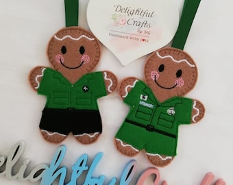 Paramedic gifts for key workers, Emergency medical responder, paramedic retirement gifts, felt gingerbread man, paramedic gingerbread gift