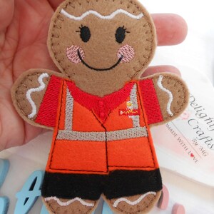 Postman gift idea gift, Royal Mail gifts, post man gifts for mailman, gingerbread postman gifts, felt gingerbread man gifts image 1