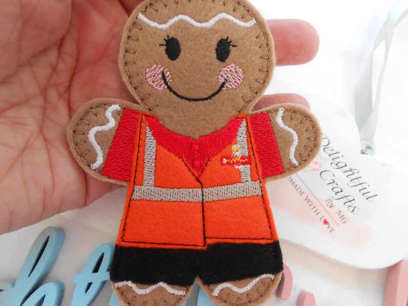 Postman gift idea gift, Royal Mail gifts, post man gifts for mailman, gingerbread postman gifts, felt gingerbread man gifts image 1