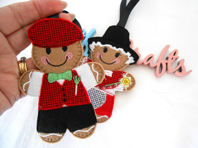 Welsh gingerbread boy and girl, welsh gifts for teachers, gingerbread man gifts, St Davids Day gift, patriotic decor hanging decoration image 2