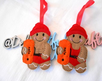 Open water swimming gifts for wild swimmers, wild swimming gifts for swimmers, gingerbread man hanging decoration, wild swimmer gifts