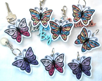 Butterfly keychain for car keys, trolley token keyring gift for her, butterly keychain for new driver, butterfly lover gift for new home