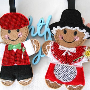 Welsh gingerbread boy and girl, welsh gifts for teachers, gingerbread man gifts, St Davids Day gift, patriotic decor hanging decoration Boy/girl set