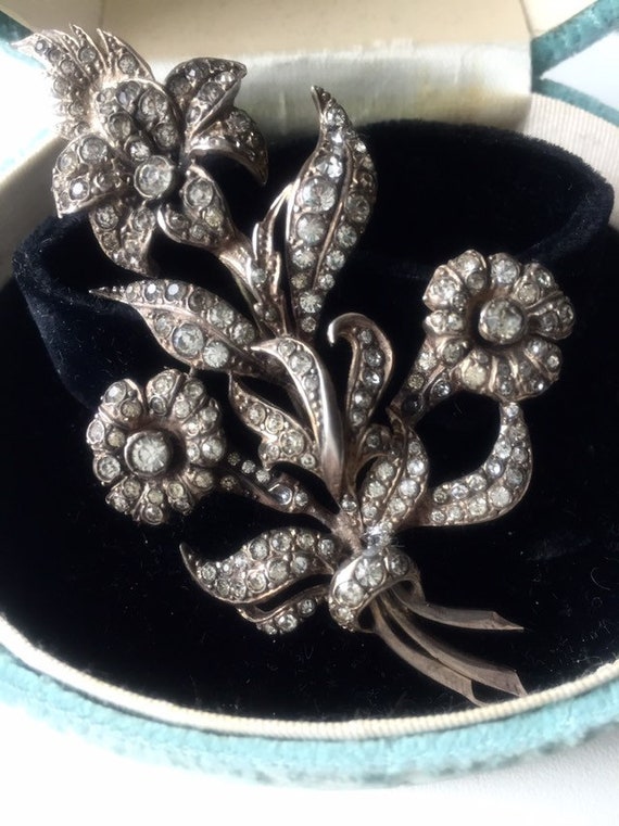 PASTE STERLING BROOCH Antique Paste Sterling Pin.