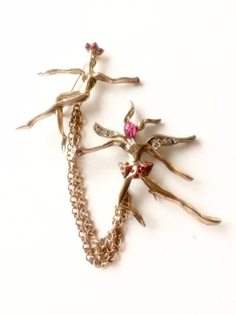 CHATELAINE PINS antique chatelaine dansers.Art Nouvea pins.