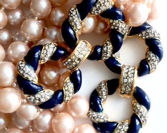 ANTIQUE ENAMEL SET 1950s enamel pearl necklace bracelet. Vintage enamel set. pearl enamel vintage jewelry