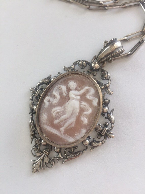 Antique Sterling Necklace Sterling Antique Cameo p