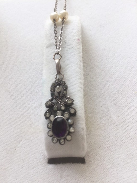 VICTORIAN STERLING NECKLACE Antique Sterling Penda