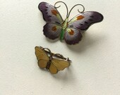 VINTAGE ENAMEL BUTTERFLYS Sterling Emaille Butterliy norwegische Emaille Sterling Schmetterling. Emaille Sterling norwegischen Schmuck