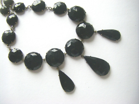MOURNING VICTORIAN NECKLACE Antique Mourning jet G
