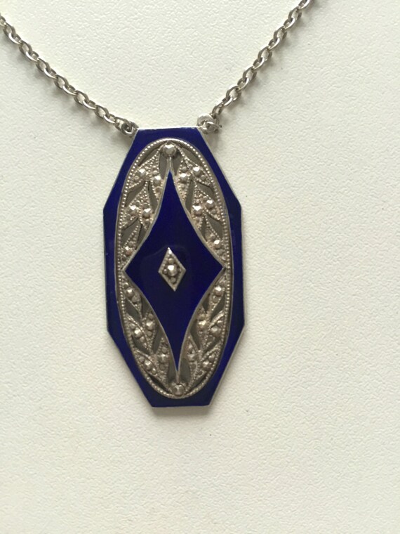 VICTORIAN ENAMEL NECKLACE Antique Victorian Sterli