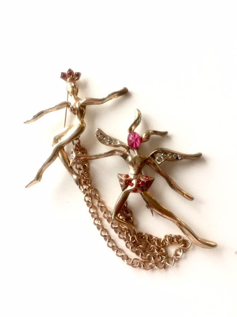 CHATELAINE PINS antique chatelaine dansers.Art Nouvea pins.