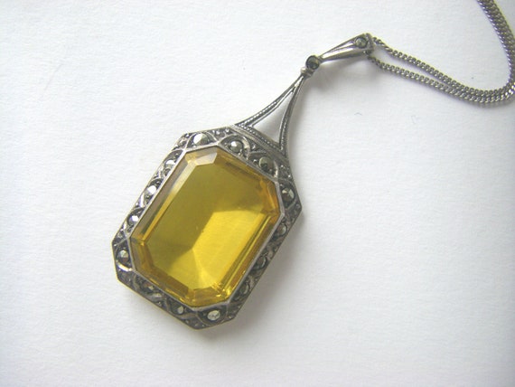 ANTIQUE STERLING NECKLACE Sterling Antique Citrine