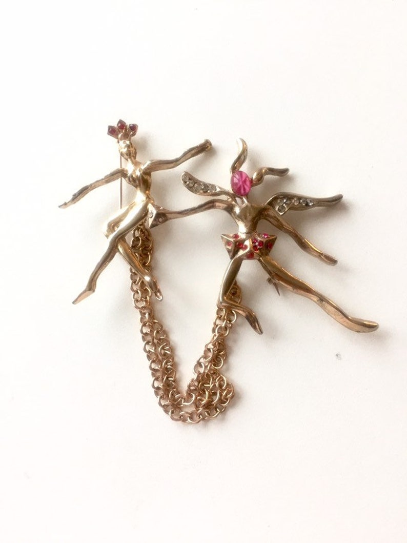 CHATELAINE PINS antique chatelaine dansers.Art Nouvea pins.