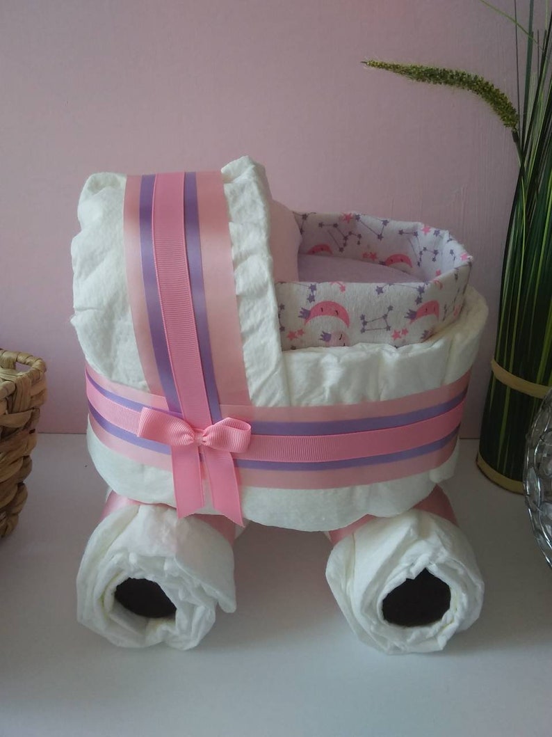 Pink stroller diaper cake perfect gift for baby girl Etsy