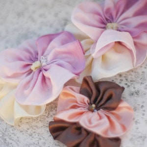 Ribbon Flower Tutorial Pattern - Pansy - With Baby Headband and ...
