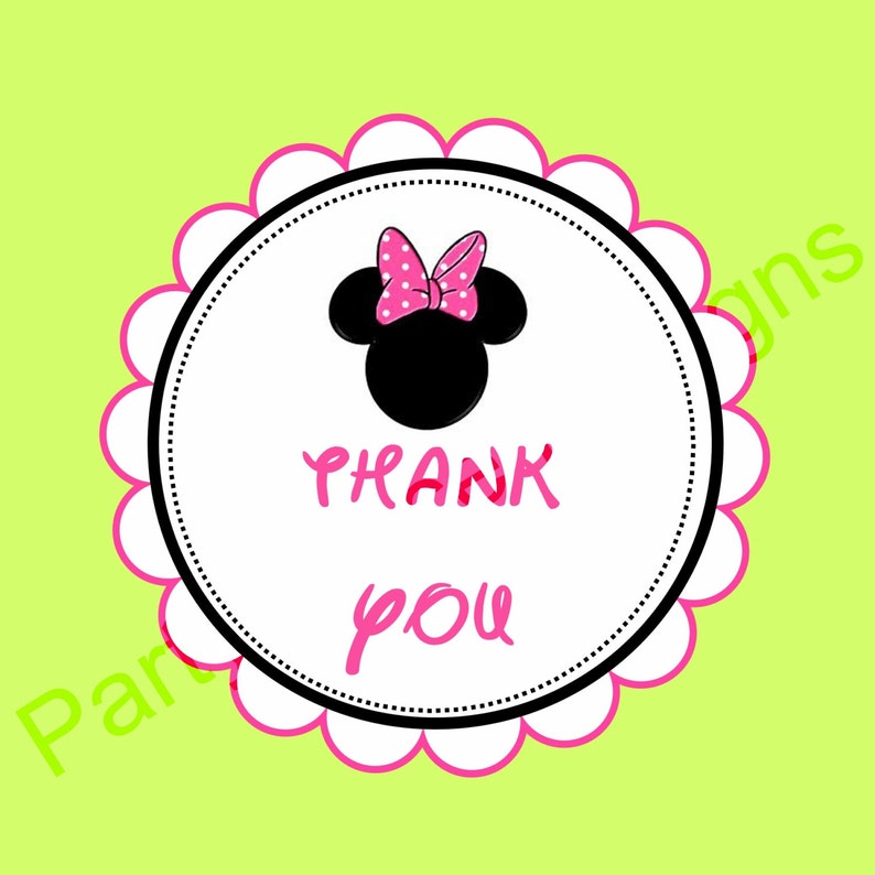 minnie mouse bowtique 2 thank you tags printable file etsy
