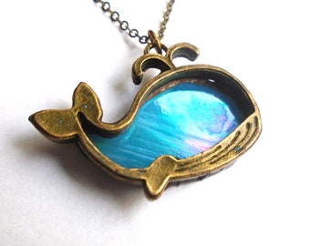 Cute Whale Necklace, Stained Glass Jewelry, Ocean Jewelry, Friendship Gift, Animal Necklace, Sealife Necklace, Nature Jewelry, FAST SHIPPING