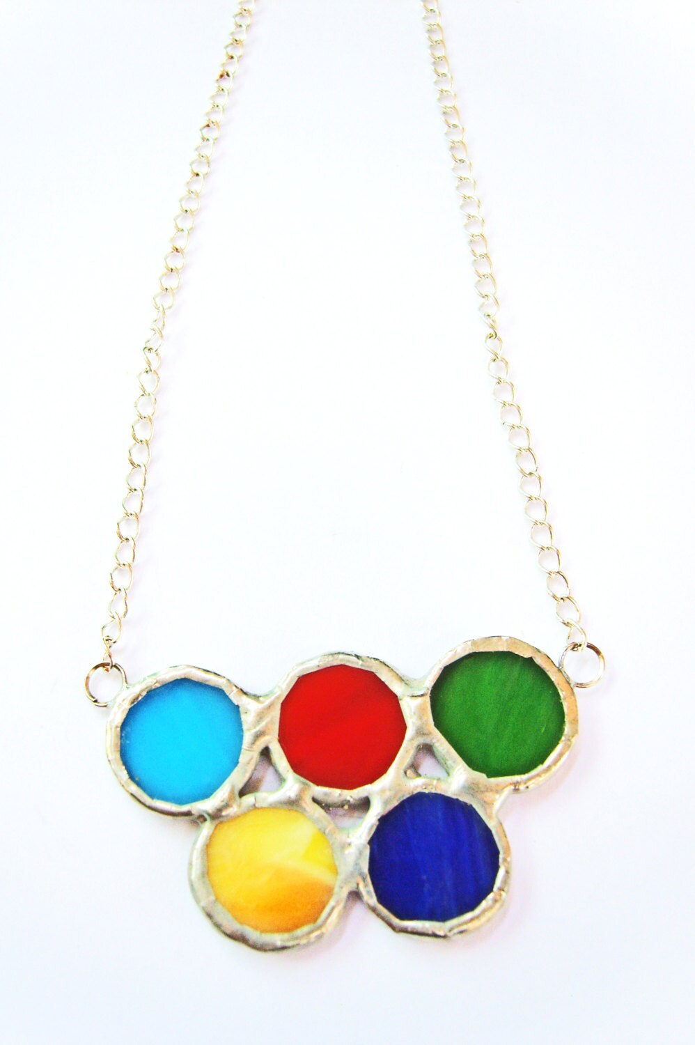 Colorful Necklace Stained Glass Geometric Jewelry Rainbow Etsy