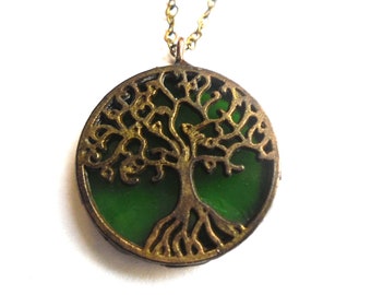 Stained Glass Small Tree of Life Necklace, Nature lover gift, Tree Jewelry, Best Friend Gift, Dainty Jewelry, Short Necklace, FAST SHIPPING