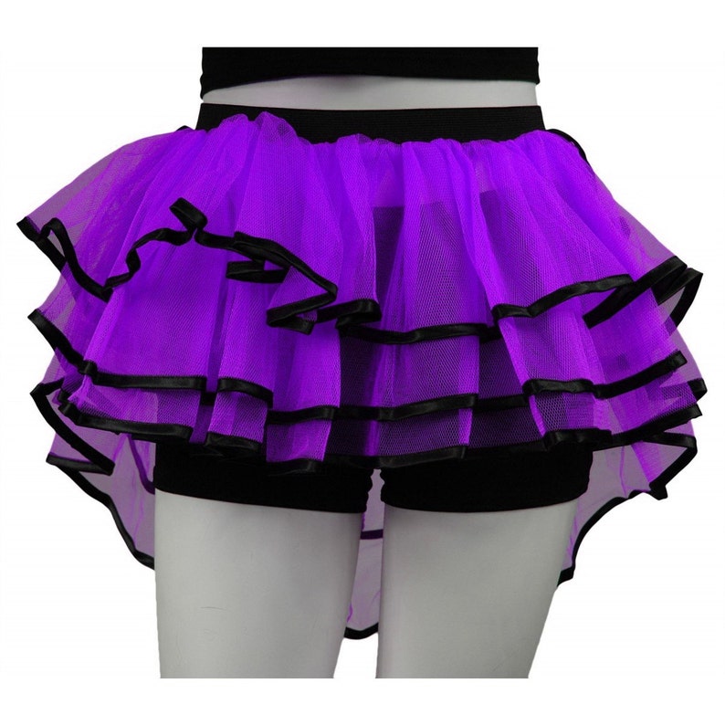 Blue Peacock Bustle Ribbon Tutu Skirt Tulle Clubbing Dance Rave Night Halloween