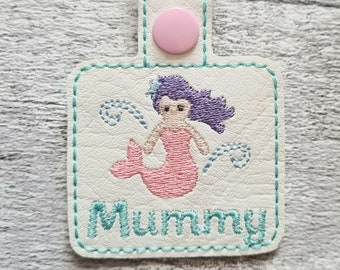 Mermaid keyring, book bag tag, personalised keyring, back to school, school bag tag, personalised bag tag, keychain, kids name tag