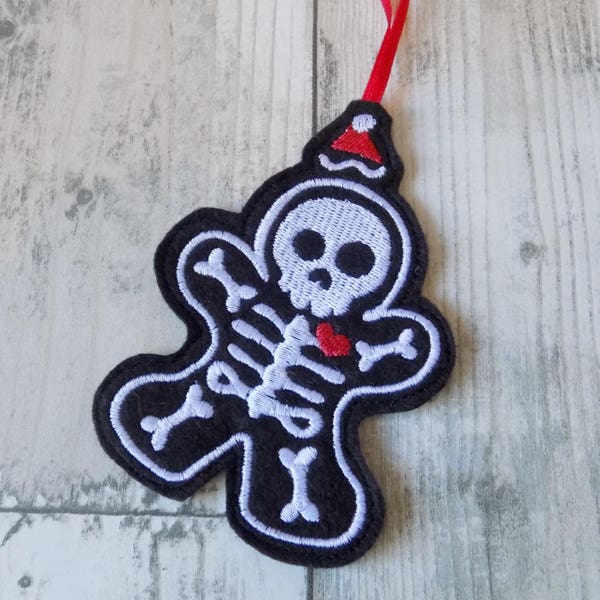 skeleton santa, gothic christmas decoration, alternative christmas, goth, skull, creepy cute, punk, tree decoration, xmas tree ornament