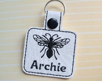 Honeybee Keyring | Personalised Honeybee Keyring | Honey Bee Bag Tag | School Bag Tag | Honeybee Gift | Nature Gift
