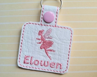 fairy keyring, book bag tag, personalised keyring, back to school, school bag tag, personalised bag tag, keychain, kids name tag