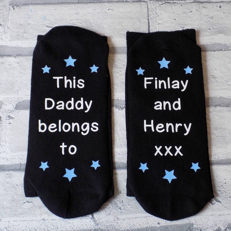 daddy socks, grandad socks, father's day gift, dad present, dad socks, personalised socks, daddy belongs to socks, personalised gift image 1