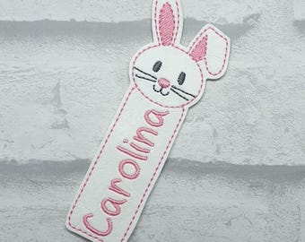 bunny bookmark, bunny rabbit gift, personalised bookmark, gift for booklovers, bookworm, bibliophile gift, cute bookmark, school book bag,