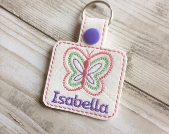 book bag tag, personalised keyring, back to school, butterfly, school bag tag, personalised bag tag, keychain, name tag, kids name tag