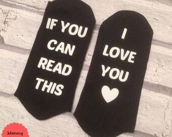 personalised socks, hidden message socks, if you can read this socks, fun gift, personalised gift, gift for him, gift for her, custom,