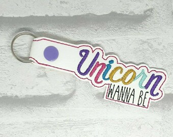 Unicorn wannabe keyring, cute keyring, book bag tag, unicorn keyring, back to school, school bag tag, unicorn gift, bag tag, keychain,