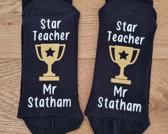 teacher gift, teacher socks, teacher present, star teacher, end of term gift, teacher appreciation, male teacher, teaching assistant