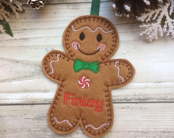 gingerbread man decoration, christmas ornament, personalised christmas decoration, personalised decoration, personalised gift, xmas gift