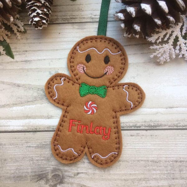 gingerbread man decoration, christmas ornament, personalised christmas decoration, personalised decoration, personalised gift, xmas gift