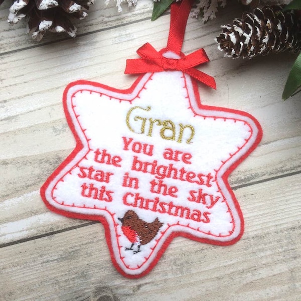 brightest star in the sky, personalised memorial decoration, memorial star, robins appear, remembrance gift , christmas tree decoration