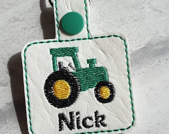 tractor keyring, book bag tag, personalised keyring, back to school, school bag tag, personalised bag tag, keychain, kids name tag