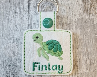 turtle keyring, book bag tag, personalised keyring, back to school, school bag tag, personalised bag tag, keychain, kids name tag