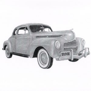 Print of my 1940 Dodge drawing, Dodge wall decoration