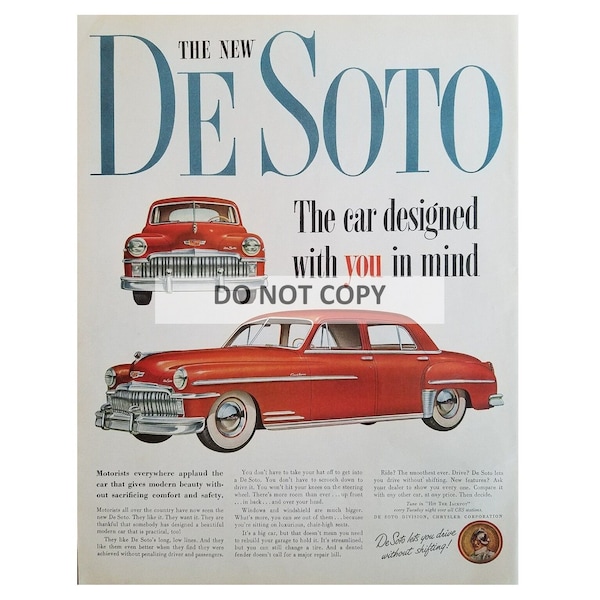 Original 10 x 13 inches 1949 Chrysler Desoto advertisement, Desoto wall decoration - 47