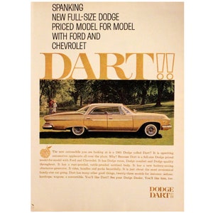 Original 10 x 13 inches 1961 Dart advertisement,  Dodge Dart wall hanger, - 3