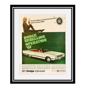 Original 10 x 13 inches 1967 Dodeg Coronet advertisement, Coronet wall decoration - 54