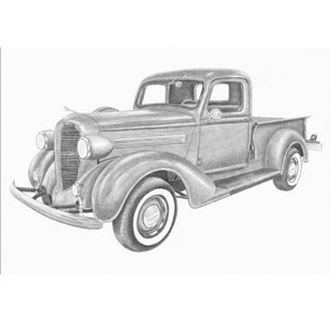 Décoration murale Dodge, impression de mon dessin d'un camion Dodge de 1938