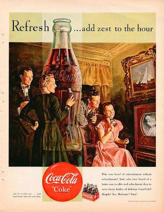Original 10 X 13 Inches 1950 Coca-cola Advertisement, Coke
