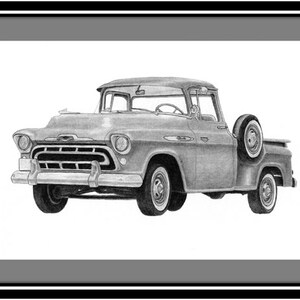 1957 Chevrolet Wall decoration, Print of my drawing of a 1957 Chevrolet truck image 2