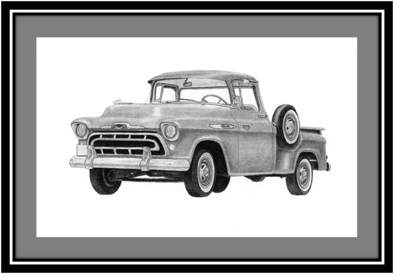 1957 Chevrolet Wall decoration, Print of my drawing of a 1957 Chevrolet truck image 2